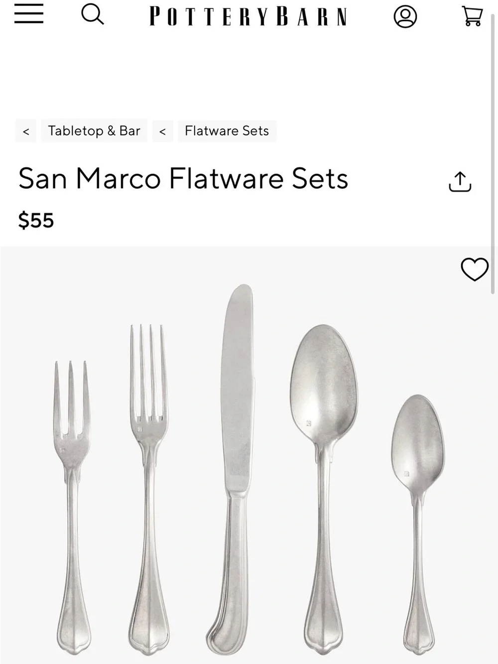 Fortessa San Marco Flatware in brushed Stainless Finish